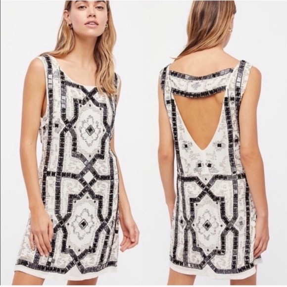 Free People Dresses & Skirts - NWOT Free People Speak Easy Sequins Cream Dress